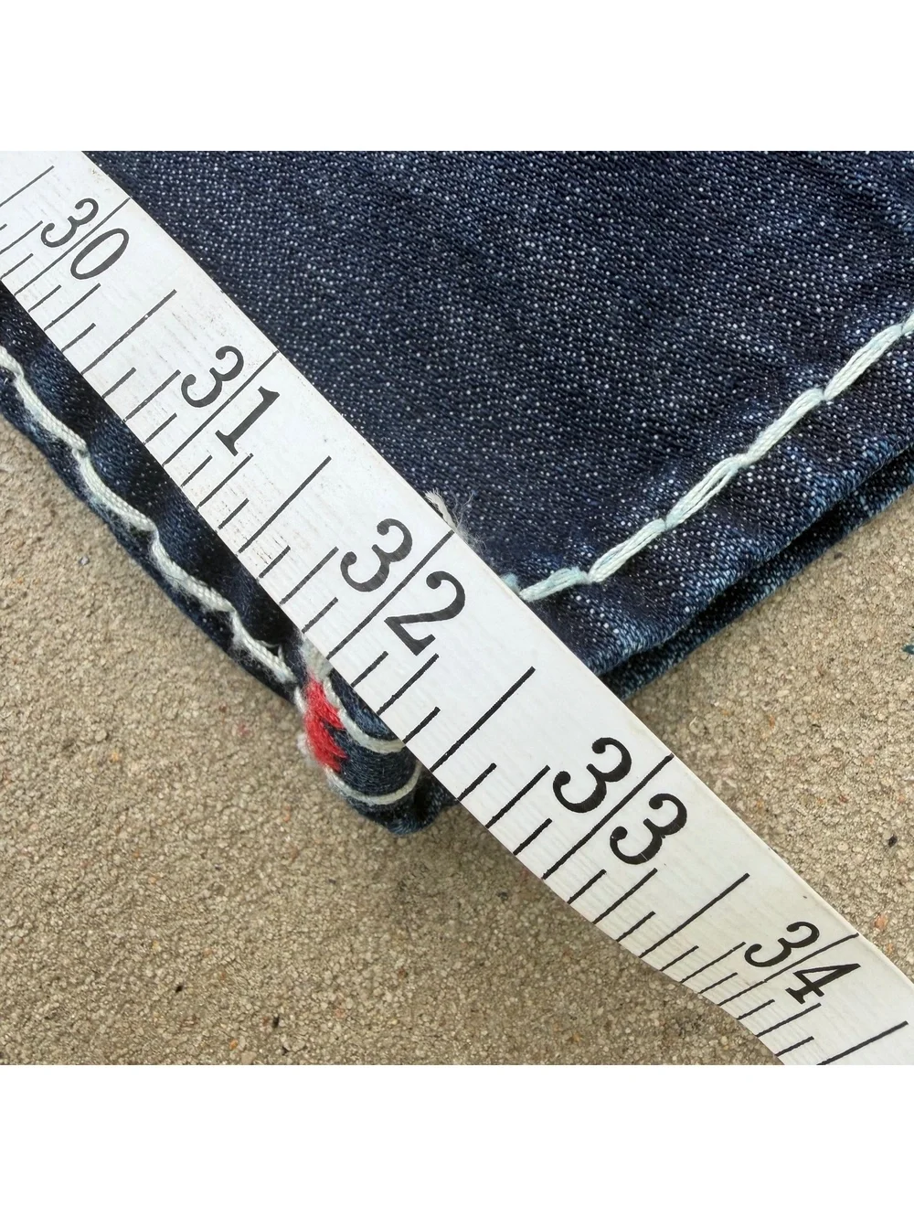 True Religion Jeans Men Size 34 Dark Blue Ricky Super T Thick Stitch